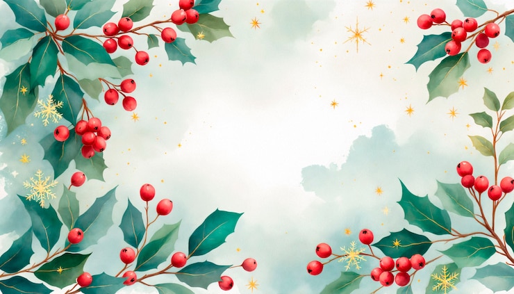 Free Photo christmas watercolor mistletoe illustration