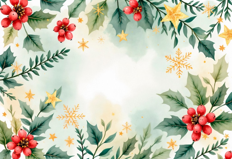 Free Photo christmas watercolor mistletoe illustration