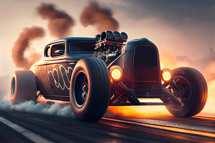 Free Photo chrome sports car driving on asphalt road generative ai
