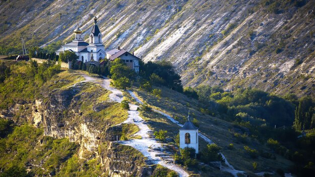 Church Of The Nativity Of The Blessed Virgin Mary located on a hill in Trebujeni, Moldova