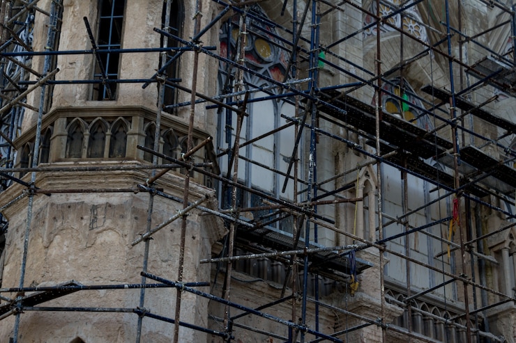 Free Photo church reconstruction close up