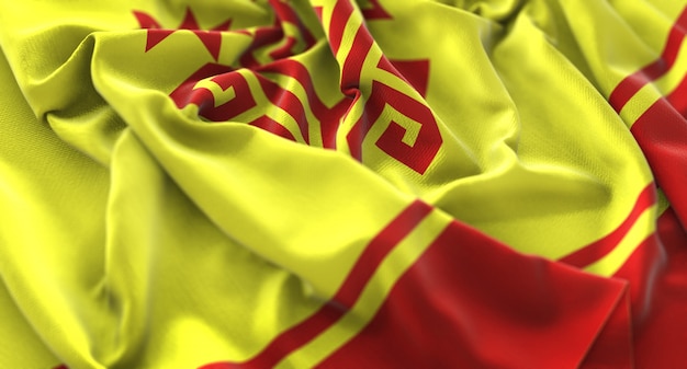 Free photo chuvashia flag ruffled beautifully waving macro close-up shot