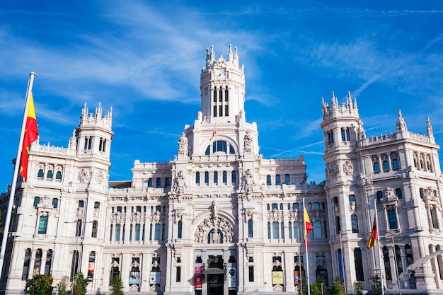 Cibeles Palace is the most prominent of the buildings at the Plaza de Cibeles in Madrid, Spain