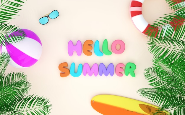 여름 배경의 시네마 4d 렌더링