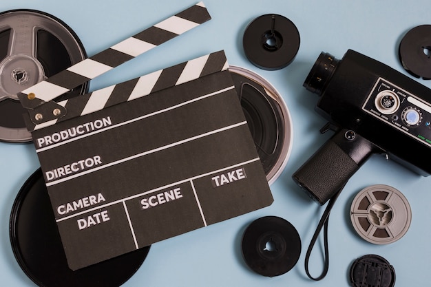 Cinema equipment on table