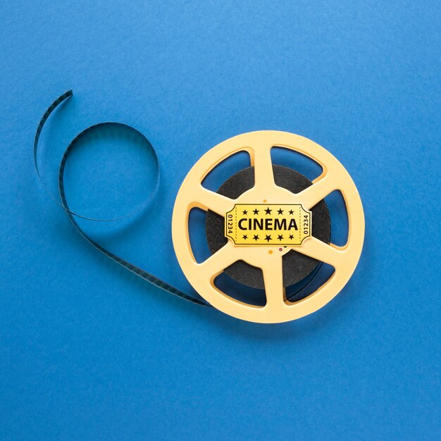 Cinema movie reel on blue background