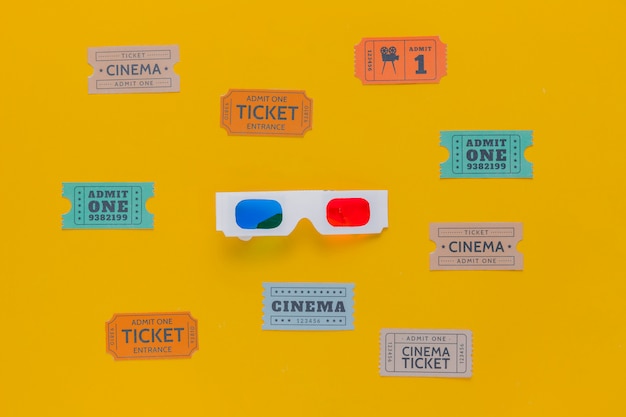Cinema tickets and 3d glasses