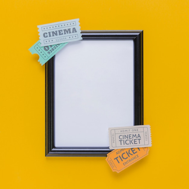 Cinema tickets with a frame