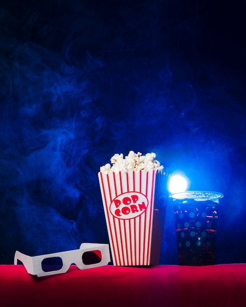 Free photo cinema with popcorn box