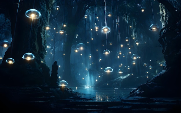 Free photo cinematic concept art magic forest