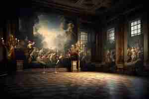 Free photo cinematic fine art baroque digital backdrop room