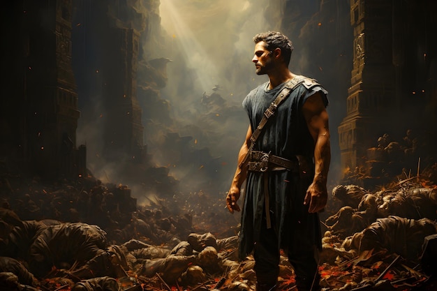 Free photo cinematic gladiator illustration design