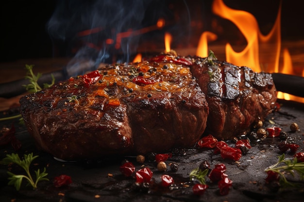 cinematic Grilled beef steak background