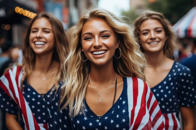 Cinematic of happy people celebrating the american independence day holiday