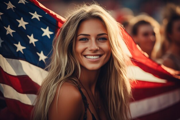 Cinematic of happy people celebrating the american independence day holiday