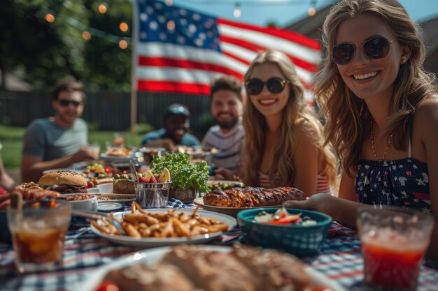 アメリカの独立記念日を祝う幸せな人々の映画