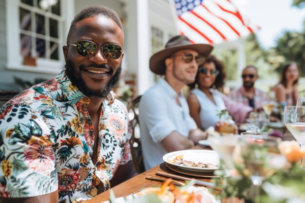 Cinematic of happy people celebrating the american independence day holiday