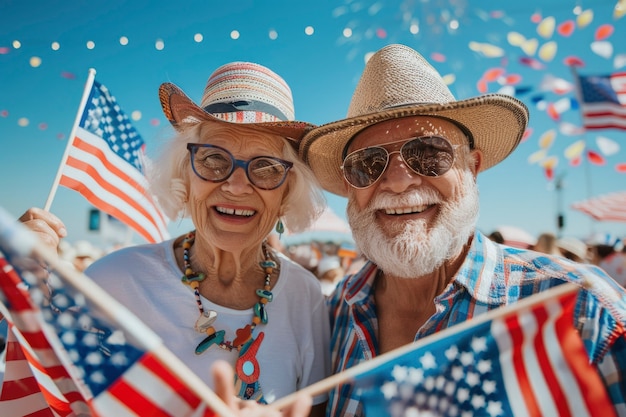 Foto gratuita film di persone felici che festeggiano la festa dell'indipendenza americana