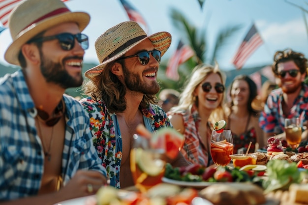 Foto gratuita film di persone felici che festeggiano la festa dell'indipendenza americana