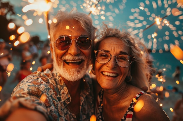 Cinematic of happy people celebrating the american independence day holiday