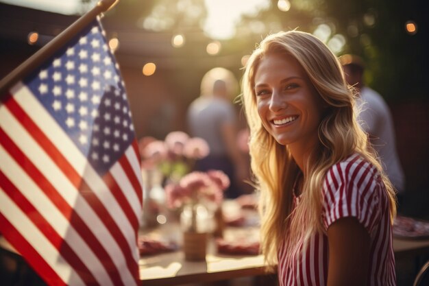 Cinematic of happy people celebrating the american independence day holiday