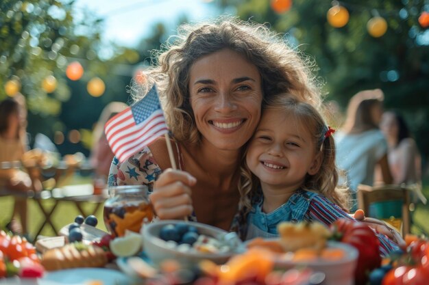 アメリカの独立記念日を祝う幸せな人々の映画