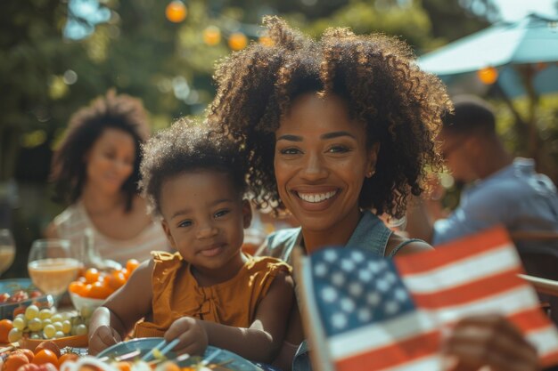 Cinematic of happy people celebrating the american independence day holiday