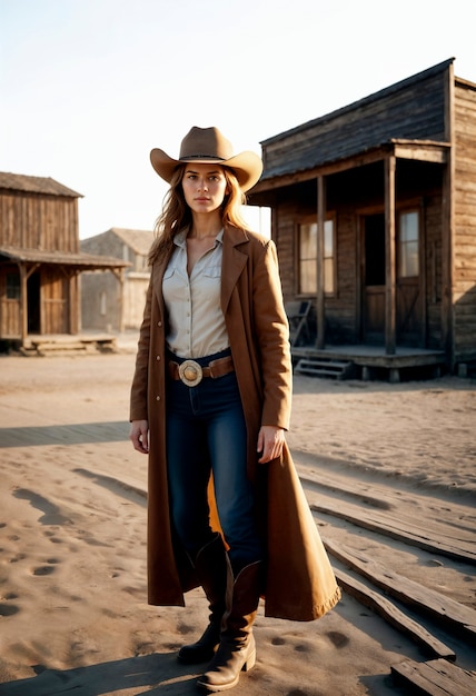 Cinematic portrait of american cowboy in the west with hat