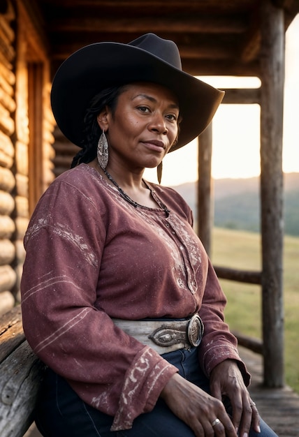 Foto gratuita ritratto cinematografico di un cowboy americano nell'ovest con un cappello