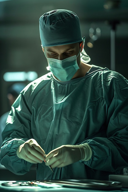 Free photo cinematic portrait of man working in the healthcare system having a care job