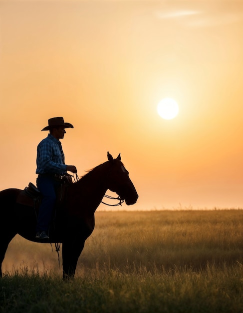 無料写真 cinematic portrait of western american cowboy with hat