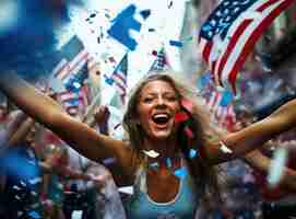 Free photo cinematic portrait of people celebrating usa independence day national holiday