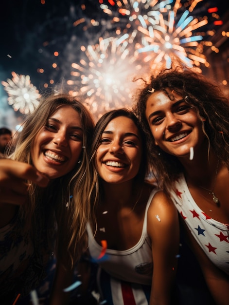 Foto gratuita ritratto cinematografico di persone che celebrano la festa nazionale dell'indipendenza degli stati uniti