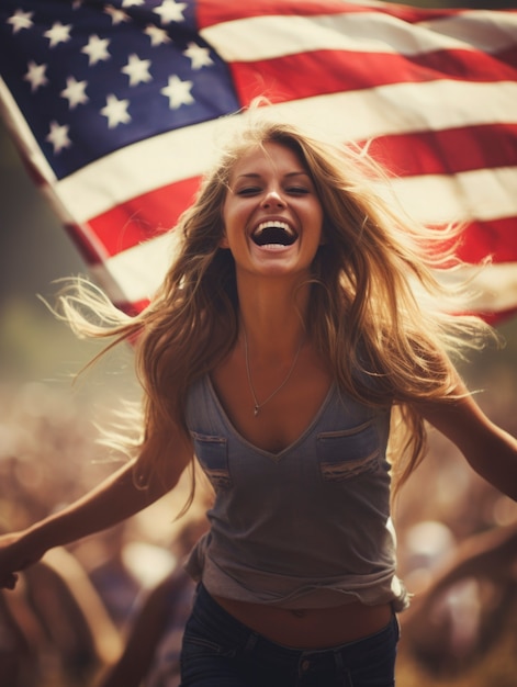 Cinematic portrait of people celebrating usa independence day national holiday