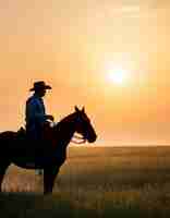 Foto gratuita ritratto cinematografico di un cowboy americano occidentale con un cappello