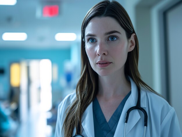 Cinematic portrait of woman working in the healthcare system having a care job