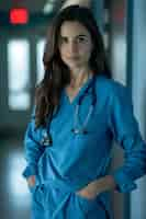 Free photo cinematic portrait of woman working in the healthcare system having a care job