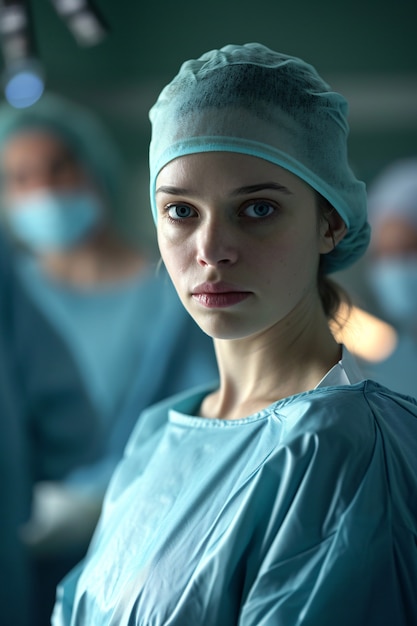 Cinematic portrait of woman working in the healthcare system having a care job