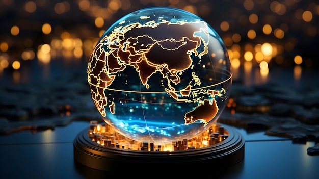 Free photo cinematic render hologram of a globe