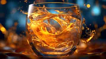 Foto gratuita scatto cinematografico di un bicchiere di whisky