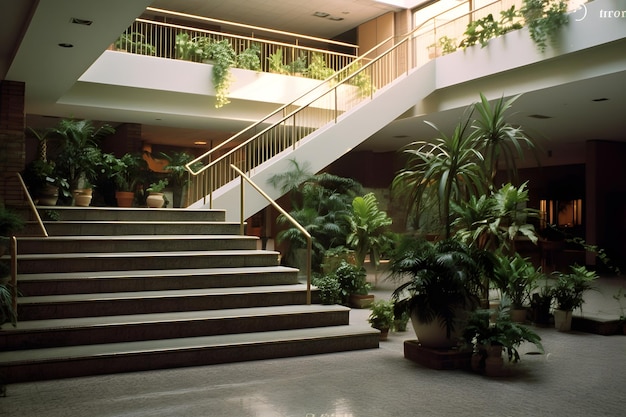 Free photo cinematic shot interior staircase