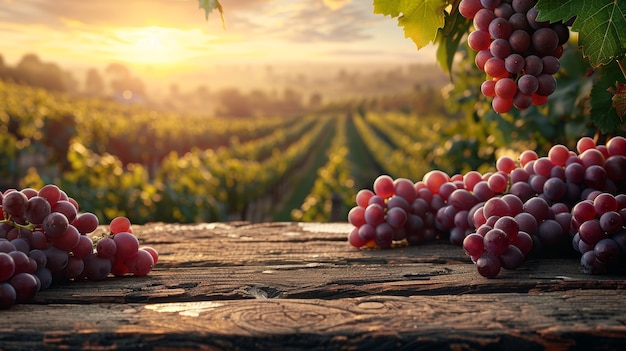 Free photo cinematic style view of red grapes in the vineyard