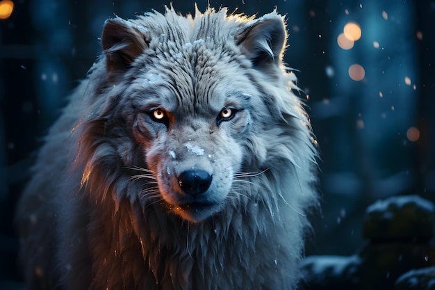 Free photo cinematic white arctic wolf