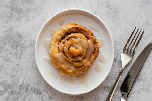 Cinnamon roll assortment flat lay