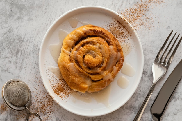 Cinnamon roll assortment above view