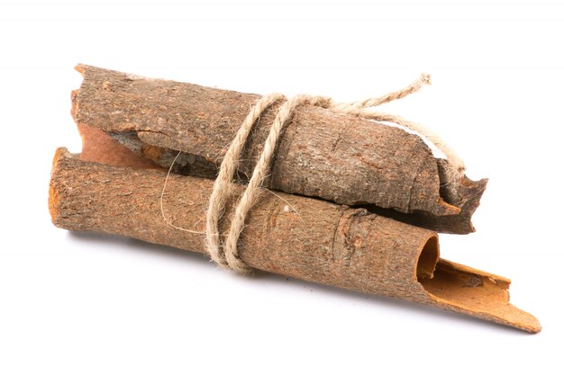 Cinnamon stick on white background