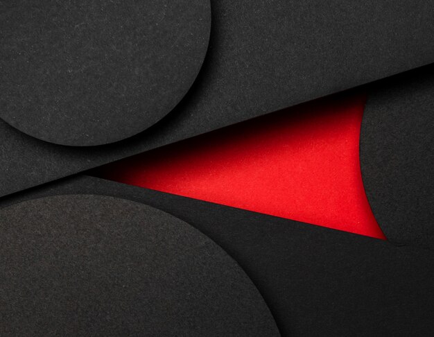 Circle of black and red layers of paper