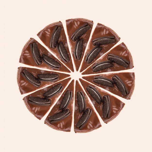 Circle of chocolate pie portions