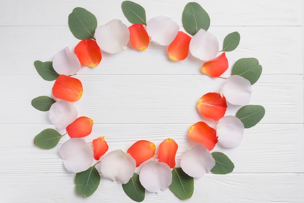 Free photo circle from petals and leaves