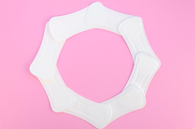 Circle made from sanitary towels top view